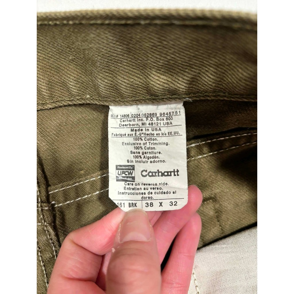Carhartt  Mens Brown Cotton Canvas Work Pants‎ 38x32 Made in USA - Picture 3 of 12